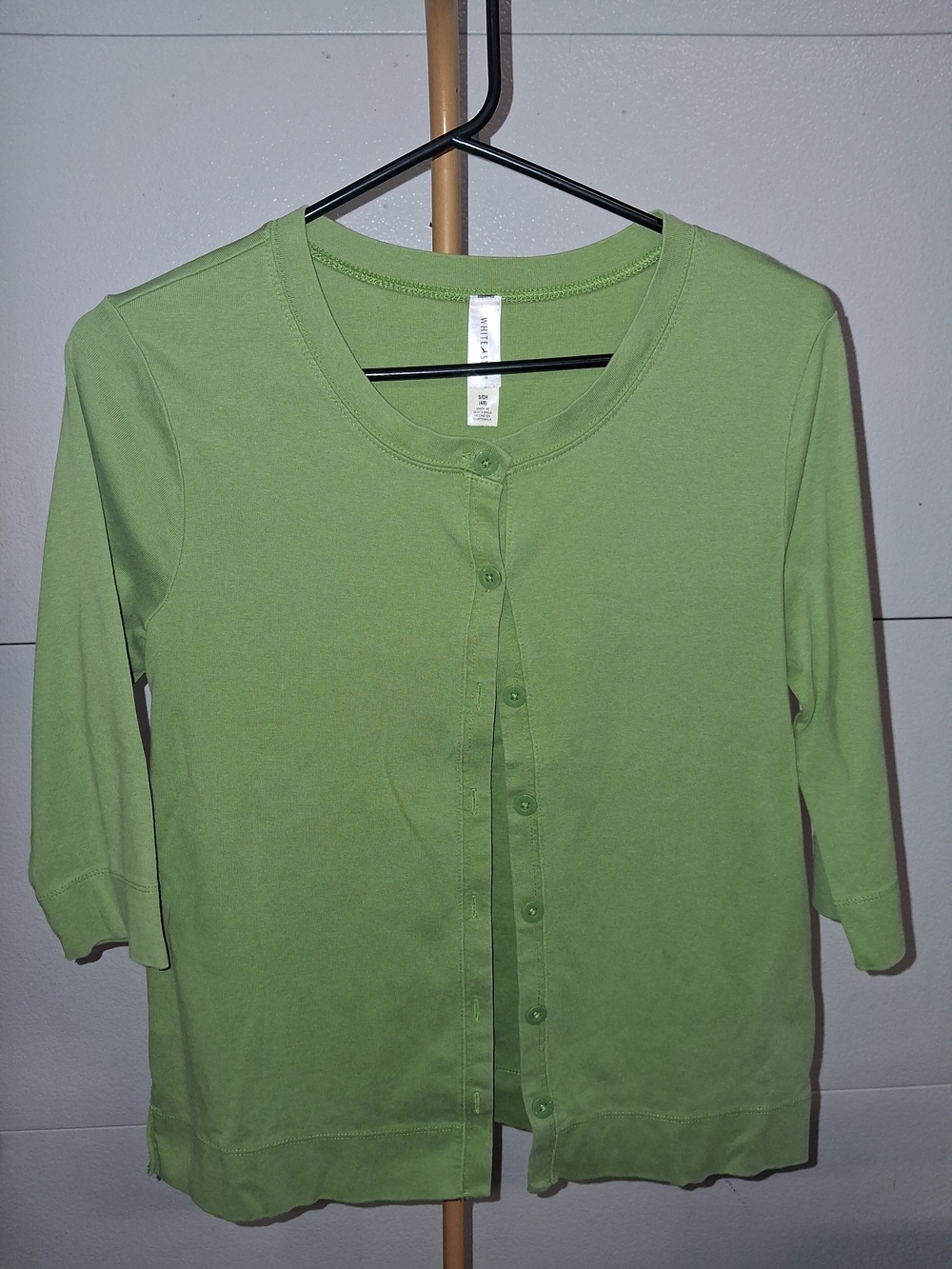 Cotton White Stag Light Green Button-Down Top